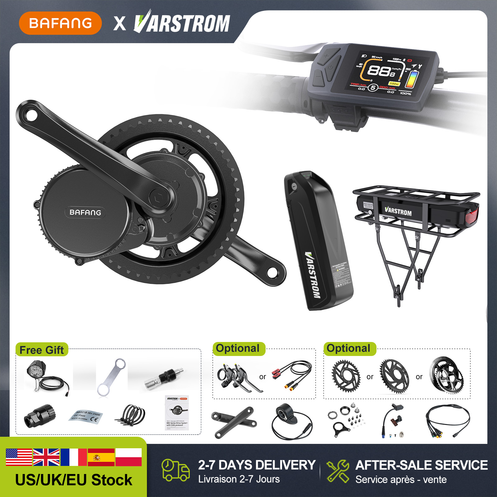 [US Direct] BAFANG 48V 500W750 - đánh giá và giá Side Hung Mid Drive Motor Kit