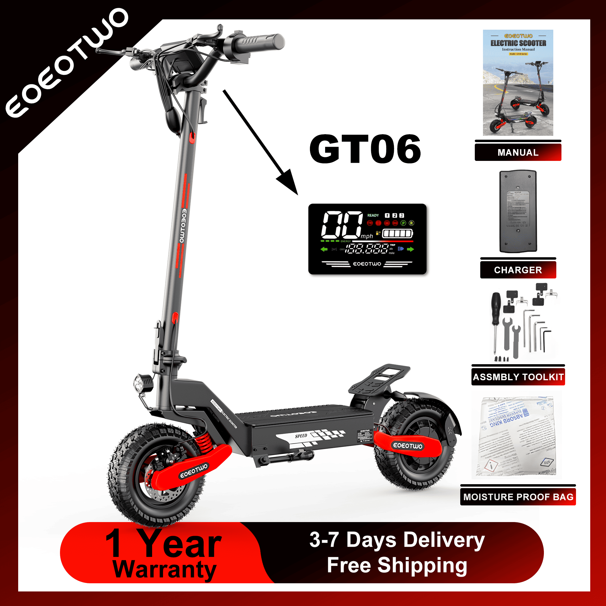 EOEOTWO GT06 Electric Scooter  - đánh giá và giá Dual Motor Ebike Kit 2000W